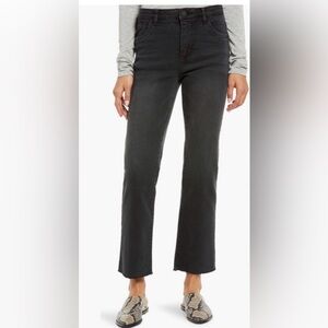 Wit & Wisdom Absolute Tatum Cropped high waist frayed jeans, black, size 14